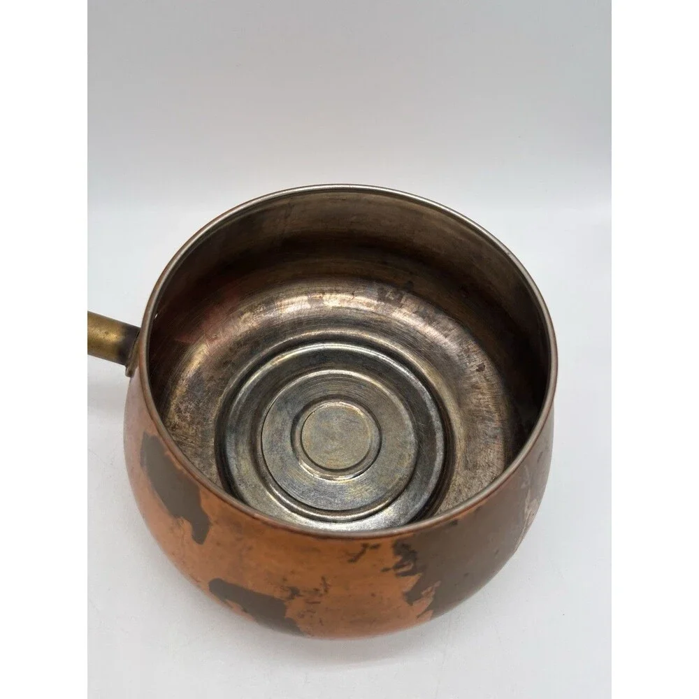 Copper Sauté Or Fondue Pot, MCM, handle Attached With Brass Fitting